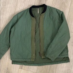 Free People Army Green Quilted Aviator jacket.